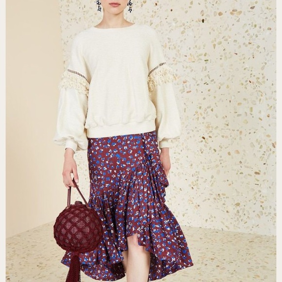 Dresses & Skirts - ULLA JOHNSON Skirt Gretchen Burgandy SilkBlend 2/4